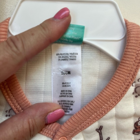 Baby Disney Cream and Brown Tigger Quilted One Piece with footie - Picture 2 of 3